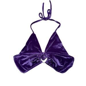 Malianna: Purple Velvet Cropped Halter Top
